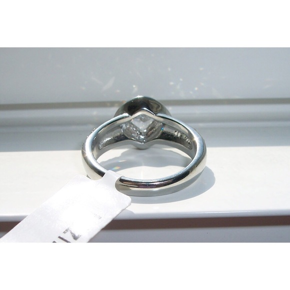 STAINLESS STEEL Princess & Round Cut Cubic Zirconia Ring - Picture 8 of 14